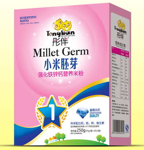 彤伴强化铁锌钙小米胚芽米粉盒装1段