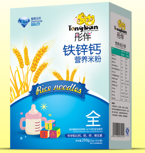 彤伴铁锌钙营养米粉盒装全段