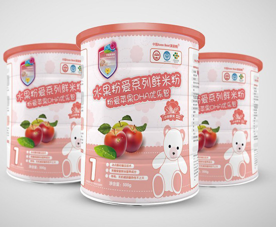 澳澳熊粉爱苹果DHA优乐智鲜米粉1段