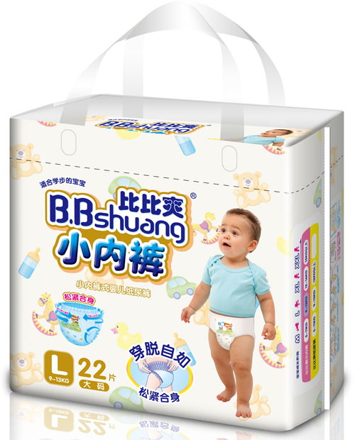 比比爽小内裤式纸尿裤L码22片