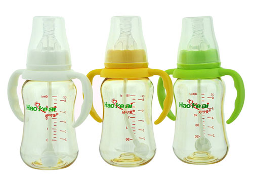 好可爱标口自动吸管弧形奶瓶180ml
