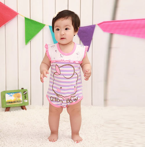 棉果果氨棉汗布可爱宝宝连体衣