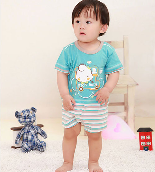 棉果果氨棉汗布可爱兔连体衣