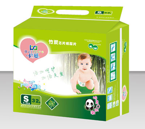 倍爱特柔超薄竹炭芯片纸尿片S码