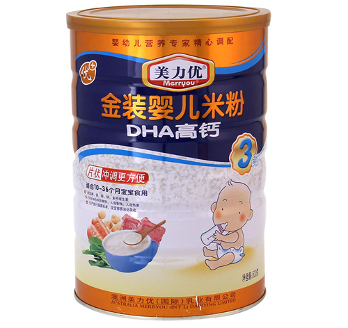 美力优DHA高钙金装婴儿米粉3段