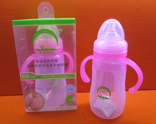 苗哺专家8安宽口双耳高级硅胶奶瓶240ml1
