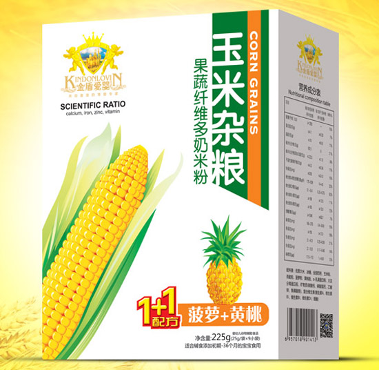 金盾爱婴菠萝黄桃玉米杂粮奶米粉盒装