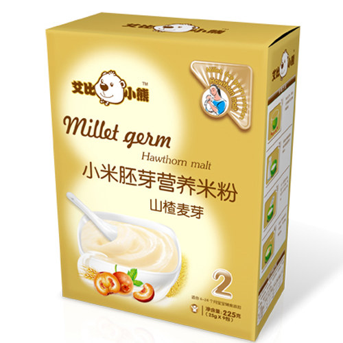 艾比小熊山楂麦芽小米胚芽米粉2段盒装