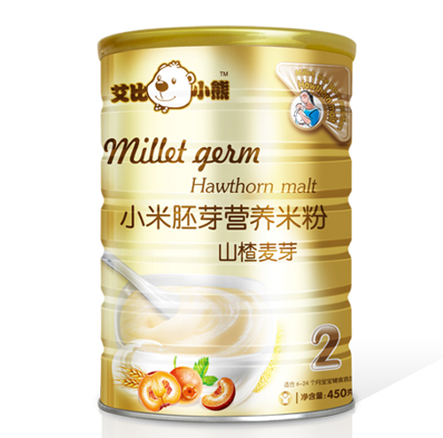 艾比小熊山楂麦芽小米胚芽米粉2段听装