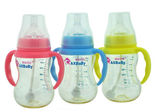 安心贝比双柄宽口自动吸管葫芦奶瓶260ml