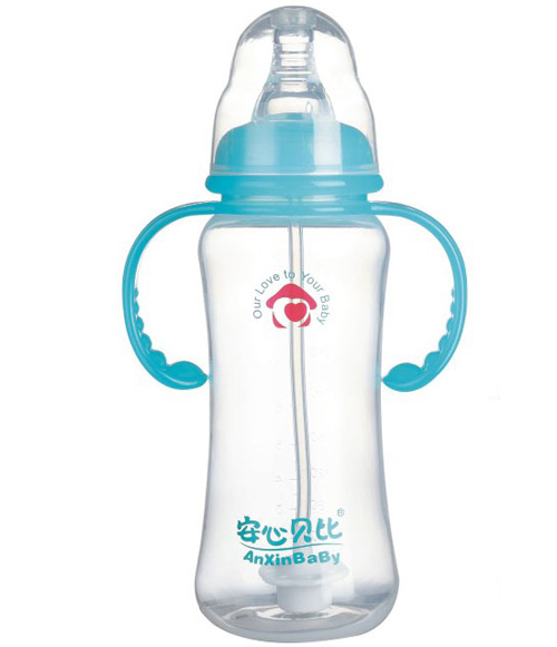 安心贝比双柄标口自动吸管葫芦奶瓶300ml