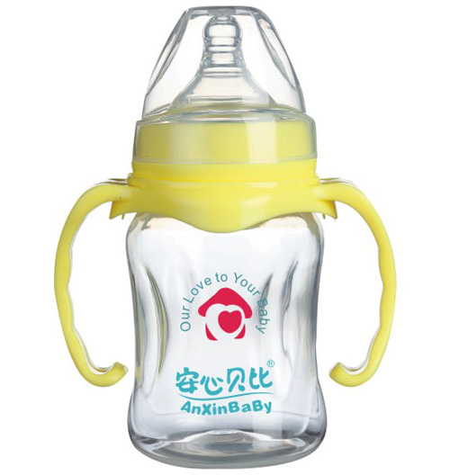 安心贝比双柄宽口弧形奶瓶180ml