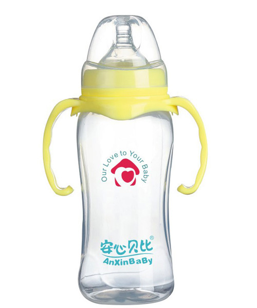 安心贝比双柄宽口弧形奶瓶330ml