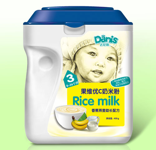 达尼斯香蕉燕麦果维优C奶米粉3段