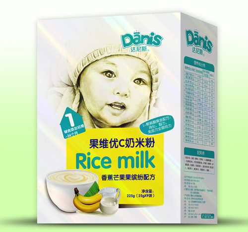 达尼斯香蕉芒果果维优C奶米粉盒装1段