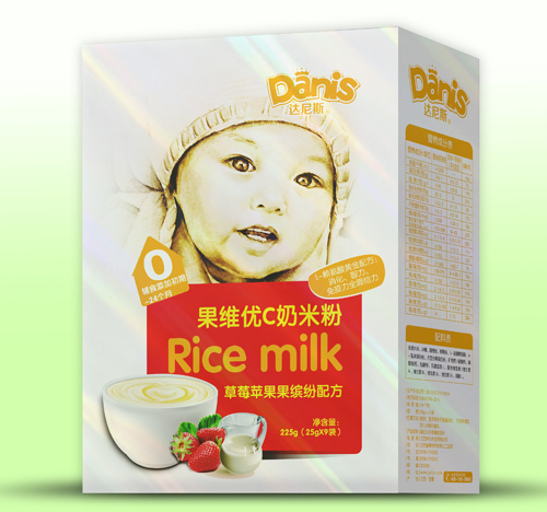 达尼斯草莓苹果果维优C奶米粉盒装0段