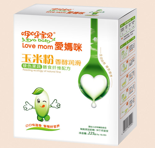 咿呀宝贝香醇润滑绿色果蔬膳食纤维配方玉米粉盒装