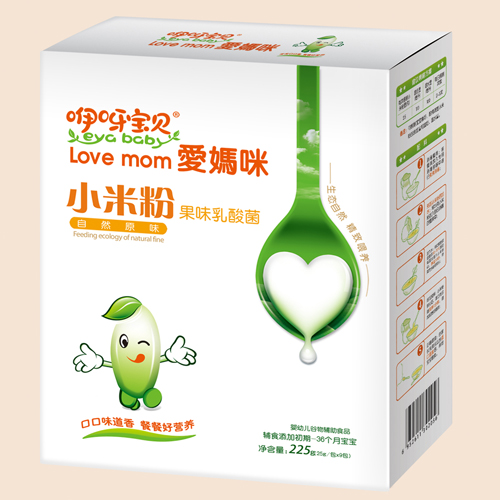 咿呀宝贝自然原味果味乳酸菌小米粉盒装