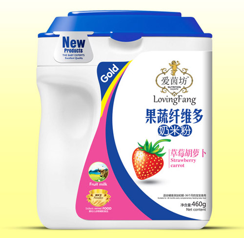 爱茵坊草莓胡萝卜果蔬纤维多奶米粉桶装