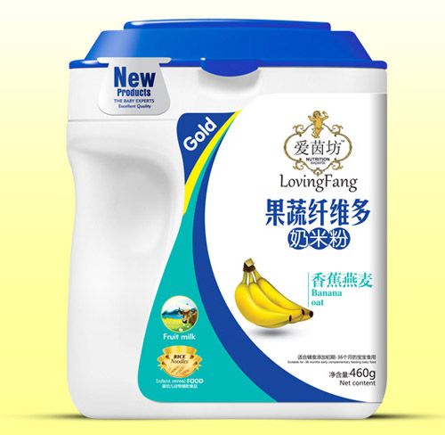 爱茵坊香蕉燕麦果蔬纤维多奶米粉桶装