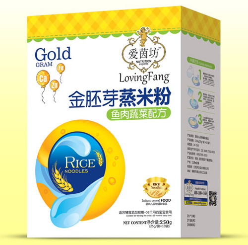 爱茵坊鱼肉蔬菜金胚芽蒸米粉盒装