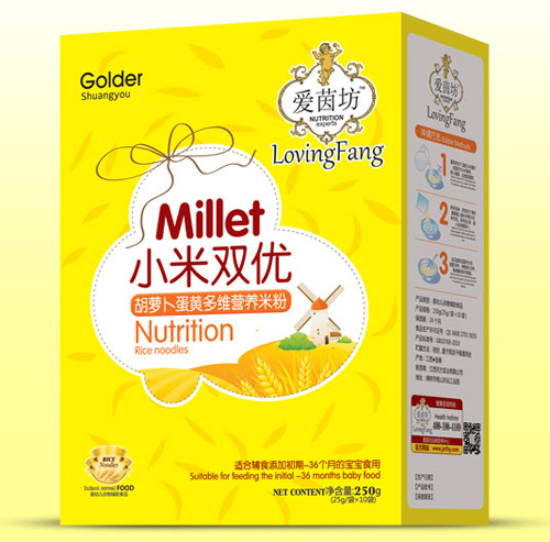 爱茵坊胡萝卜蛋黄多维小米双优米粉盒装