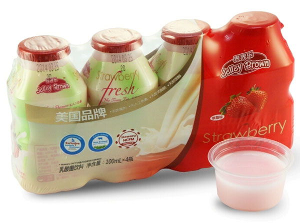界界乐草莓味乳酸菌饮料4瓶装