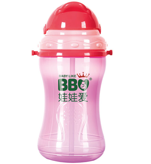娃娃爱企鹅运动型带绳水壶红色