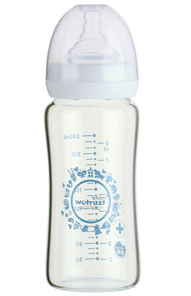 惟特思白色晶钻玻璃印花奶瓶240ml(无把手)