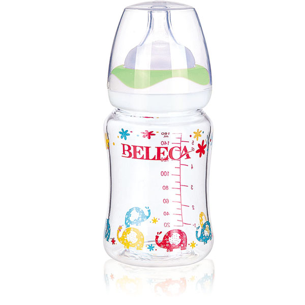 贝乐嘉弧形双层婴儿防爆玻璃奶瓶160ml