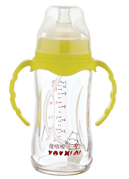 優嘻嗳全抗体玻璃自动奶瓶黄色200ml