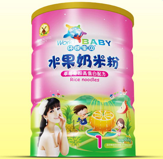 环球宝贝草莓骨粉高蛋白水果奶米粉铁听