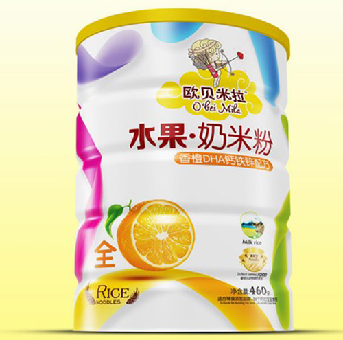 欧贝米拉香橙DHA钙铁锌奶米粉铁听