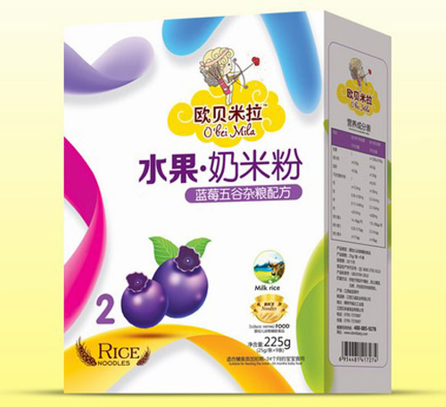 欧贝米拉蓝莓五谷杂粮奶米粉盒装