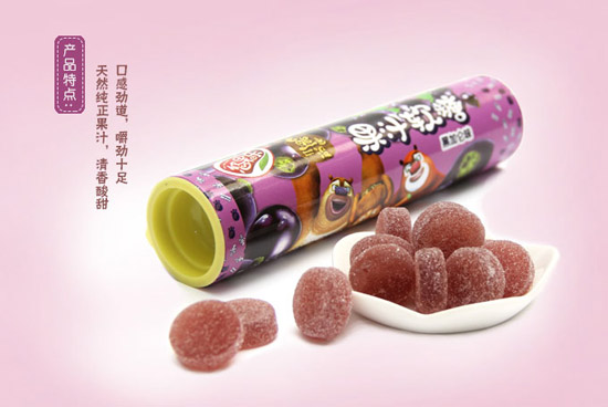 熊出没75g圆筒果汁软糖黑加仑味