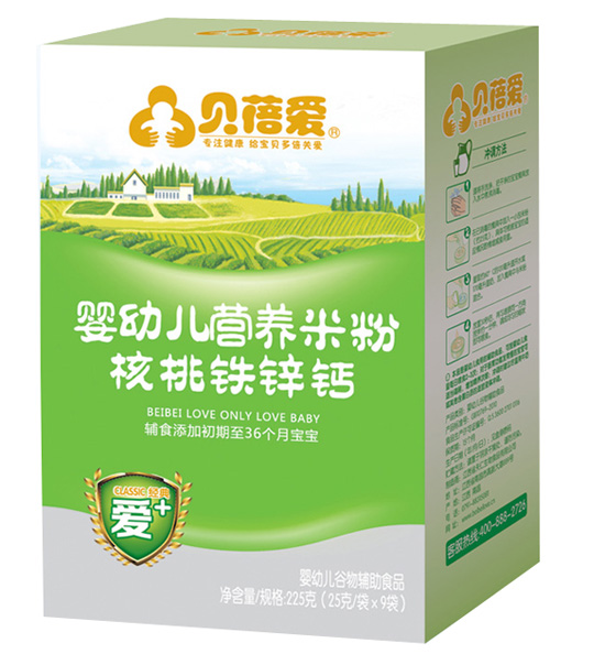 贝蓓爱经典爱+米粉核桃铁锌钙婴幼儿营养米粉