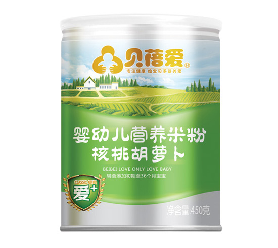 贝蓓爱婴幼儿核桃胡萝卜营养米粉