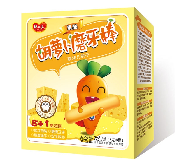 婴儿乐乳酪胡萝卜磨牙棒