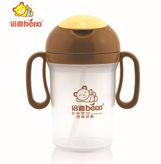 倍喜圆球盖吸管杯350ML（咖啡色）
