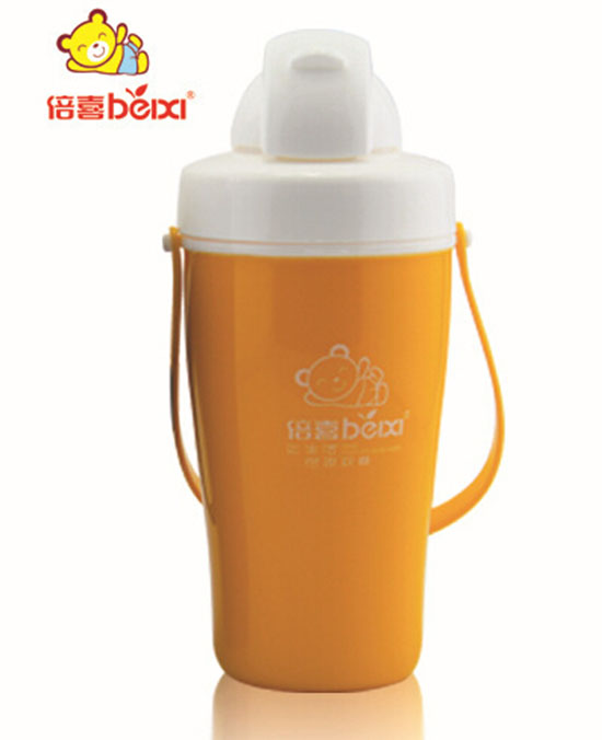 倍喜带手提双层吸管杯学生随身杯350ML（粉红色）