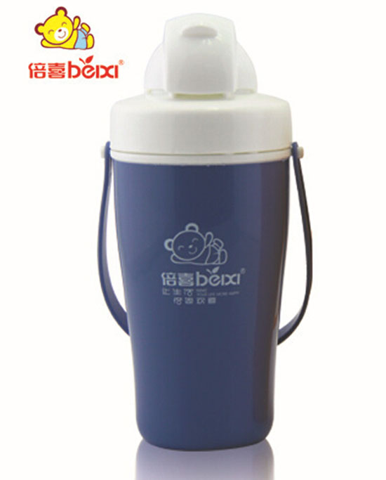 倍喜带手提双层吸管杯学生随身杯350ML（蓝色）