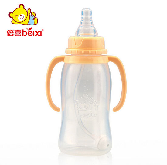 倍喜标口直身PP奶瓶240ML（杏色）