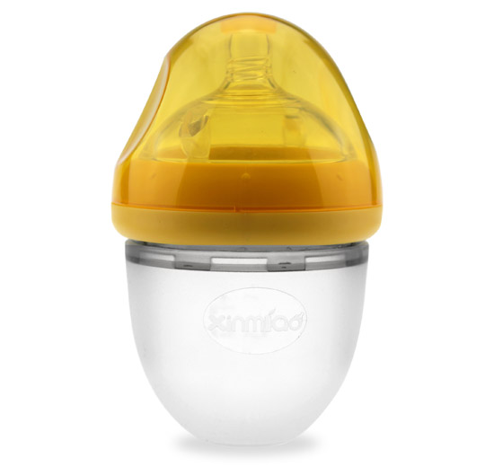 欣苗广口硅胶奶瓶120ml橘色