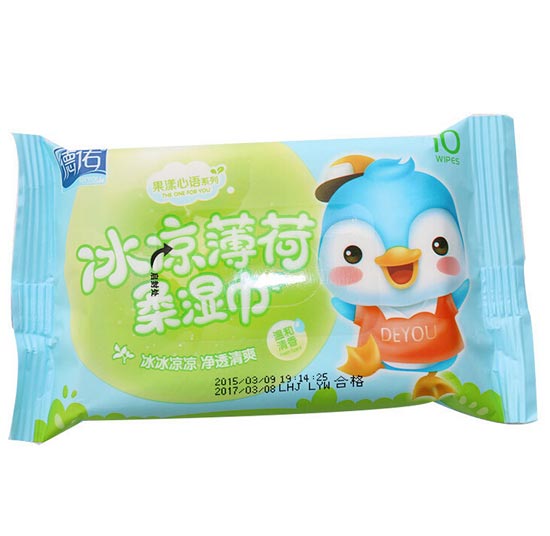 德佑一次性婴儿冰凉薄荷湿巾10片
