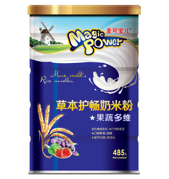 麦可宝儿果蔬多维草本护畅奶米粉铁罐装