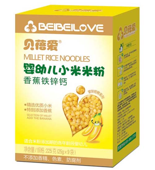 贝蓓爱香蕉铁锌钙小米米粉盒装