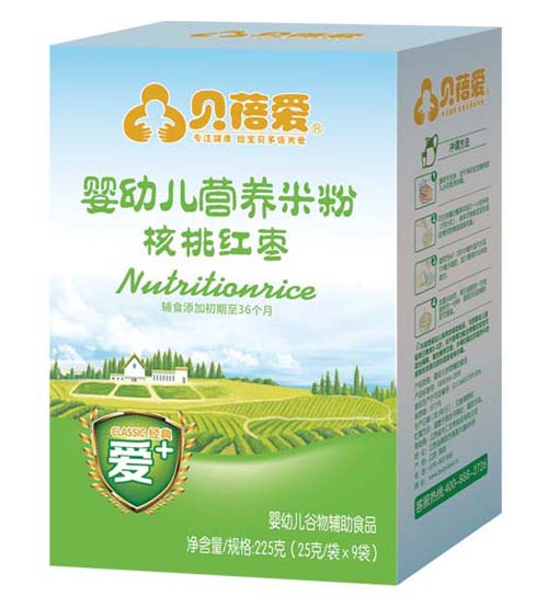 贝蓓爱婴幼儿核桃红枣米粉盒装