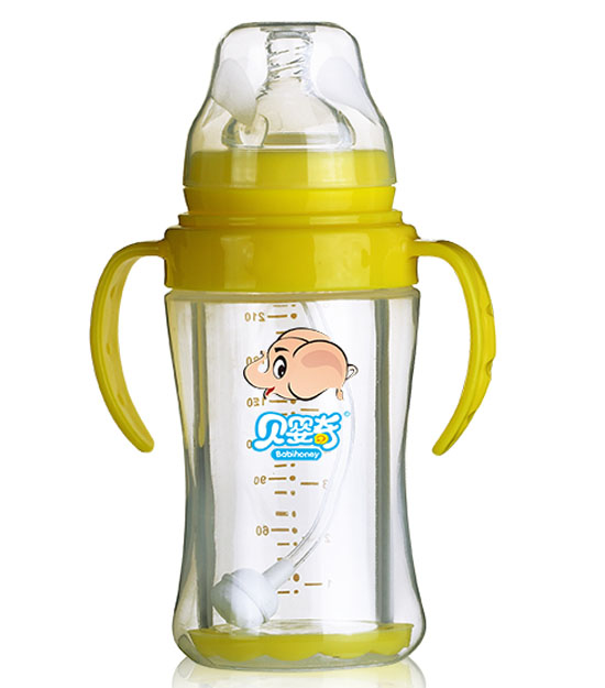 贝婴奇宽口双层感温防爆玻璃奶瓶240ML