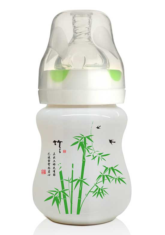  贝婴奇180ml陶瓷奶瓶绿色