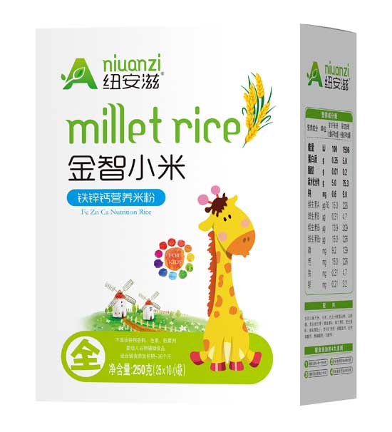  纽安滋铁锌钙金智小米营养米粉全段（盒）